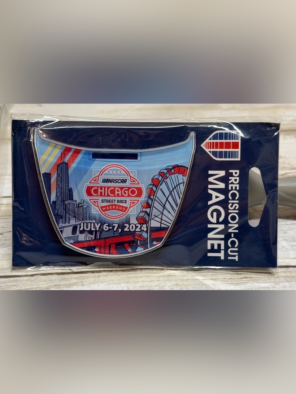 WinCraft NASCAR Chicago Street Race Magnet Backing with Red, White Accent Logo